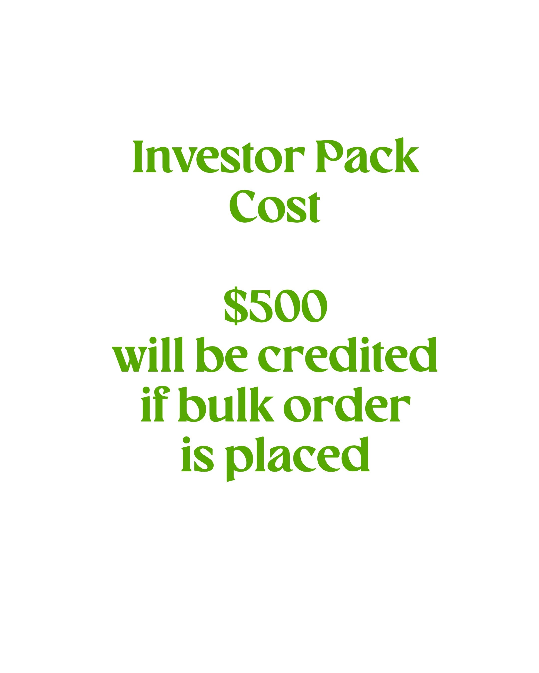 Investor Pack - Not for Resale