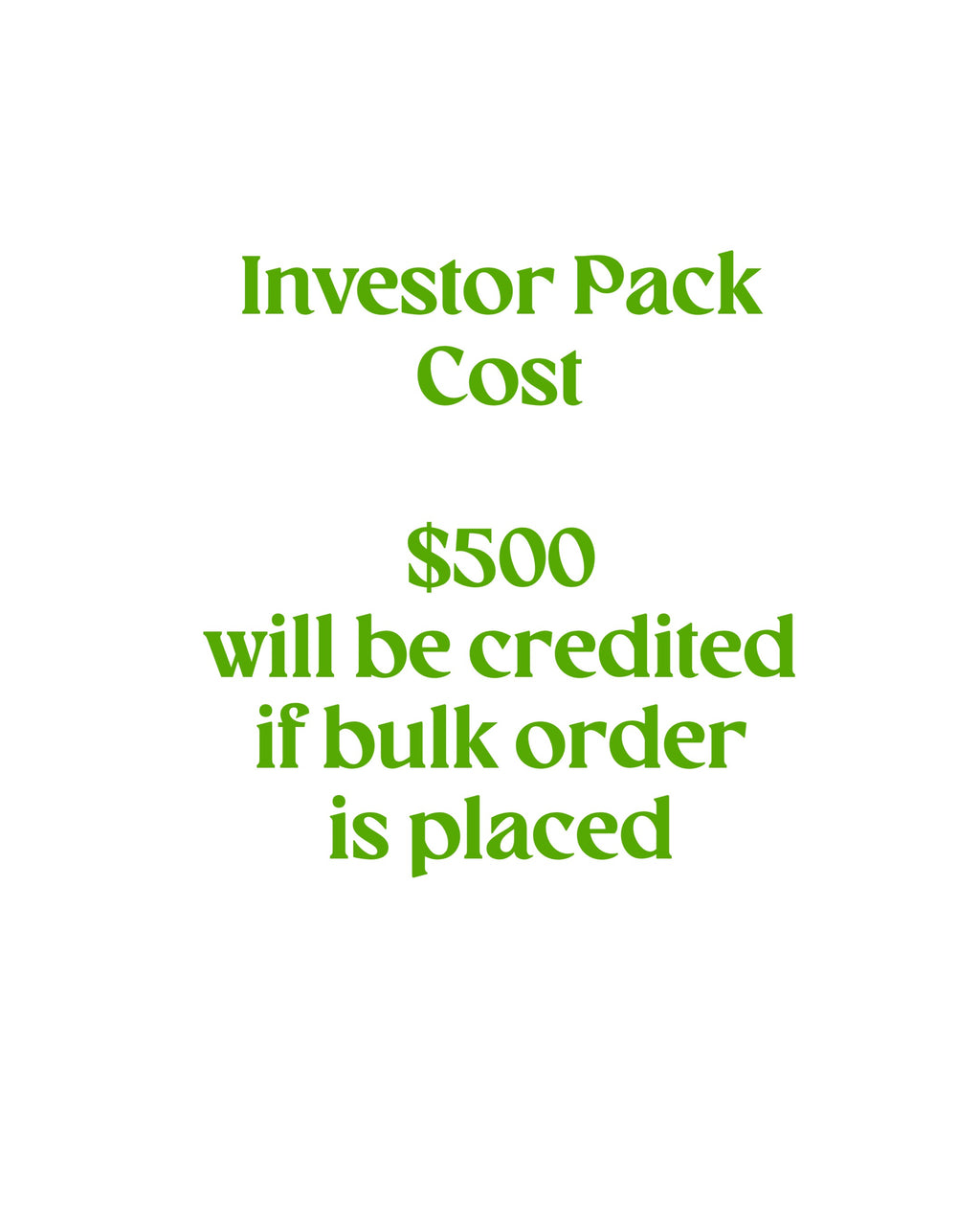 Investor Pack - Not for Resale