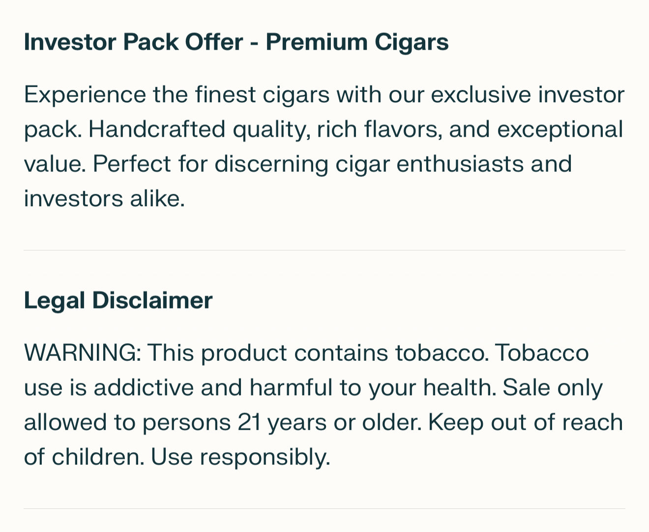 Investor Pack - Not for Resale